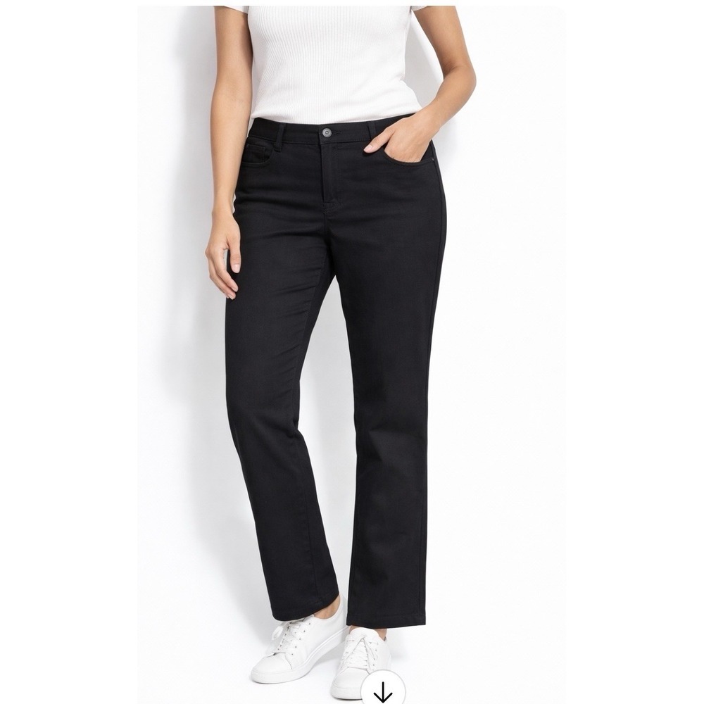 NYDJ Women's Black Stretch Pants Size 16 Slim Straight Comfort